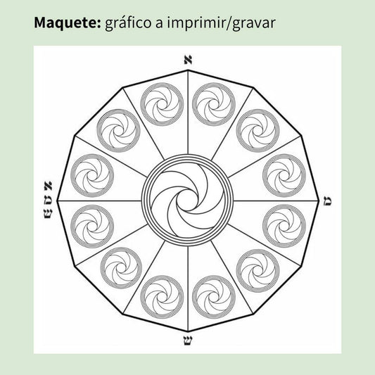 Maquete do Gráfico Radiestésico Dodecágono com Diafragma que será impresso/gravado em MDF – vários tamanhos – Produção própria TILGUTI Portugal.