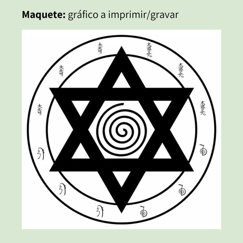 Maquete do Gráfico Radiestésico Emissor de Energia Reiki que será impresso a preto no MDF Cru – Produção própria TILGUTI.