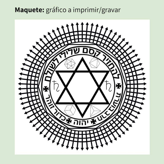 Maquete do Gráfico Radiestésico Pentáculo de Proteção gravado a laser em MDF Lacado branco 21x21 cm – Produção própria TILGUTI – Fonte: Cibele Federighi – Ferramenta vibracional de limpeza e proteção energética.
