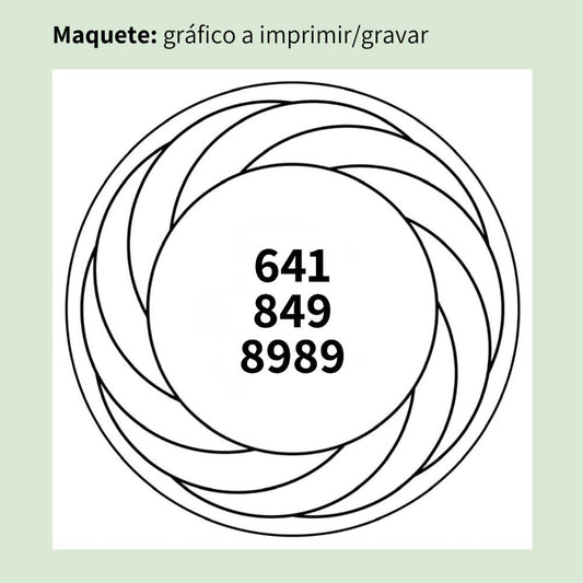 Maquete do Gráfico Radiestésico Reprogramador Energético do DNA que será impresso a preto em MDF Cru – disponível em 17x17, 21x21 e 23x23 cm – Sequência vibracional 641 849 8989 – Produção própria TILGUTI.