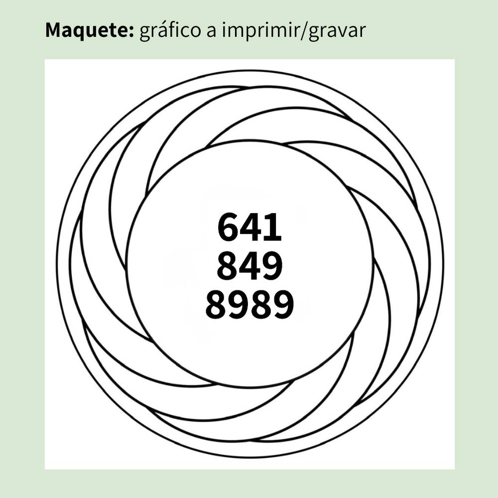 Maquete do Gráfico Radiestésico Reprogramador Energético do DNA que será gravado a laser em MDF Lacado branco – disponível em 15x15, 17x17, 21x21 e 23x23 cm – Sequência vibracional 641 849 8989 – Produção própria TILGUTI.