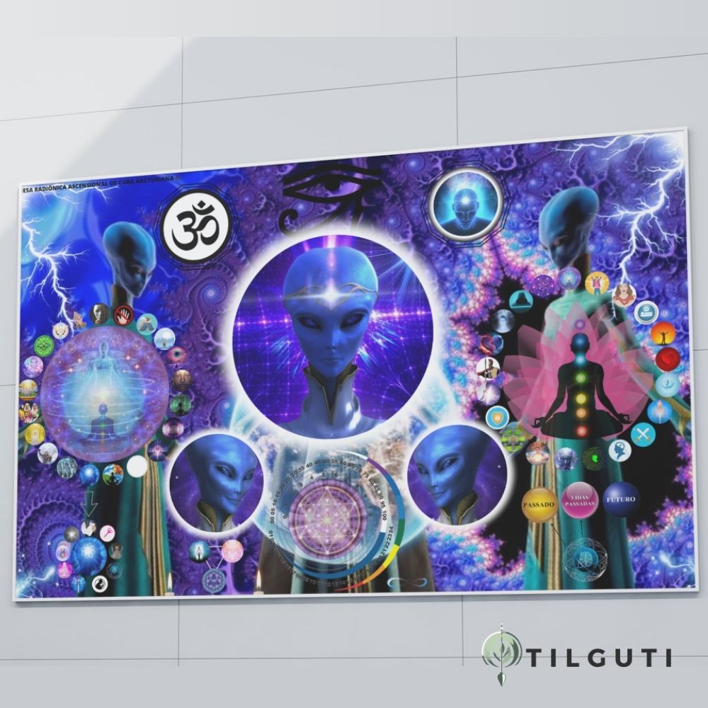Mesa Ascensional de Cura Radiônica Arcturiana desenvolvida por Tiago Teixeira com simbologia Arcturiana para práticas de desenvolvimento pessoal