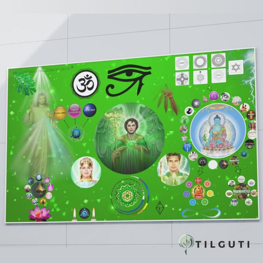 Mesa Radiônica do Quinto Raio Cósmico inspirada no Raio Verde da Cura e na prática vibracional