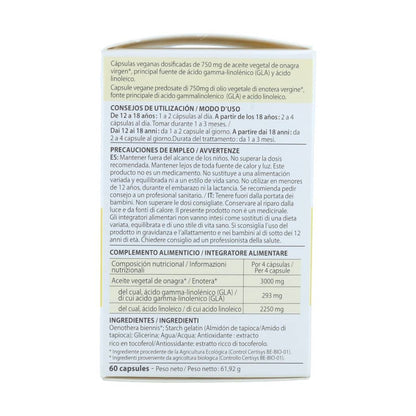 Cápsulas - Aceite vegetal de onagra, 750 ml, 60 cápsulas
